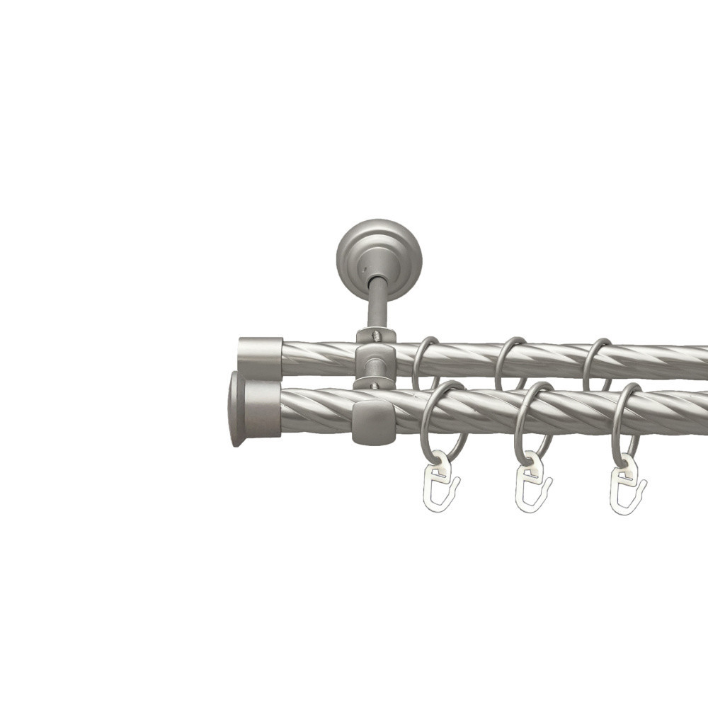 Карниз Orvit Дуо металевий дворядний відкритий скручена труба кільце металеве Сатин 19\16 мм 300 см Львов - изображение 1