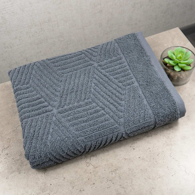 Комплект махрових рушників Уельс 2шт GM Textile 50х90см, 70х140см 500г/м2 (Темно-Сірий) Суми - фото 5