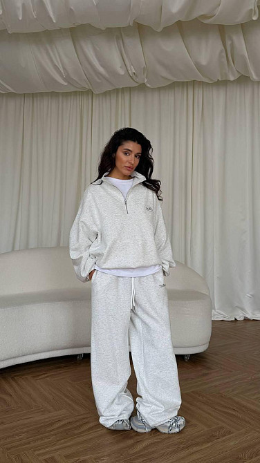 Женский стильный повседневный костюм двойка, кисная трехнить петля Графит, 42/44 Одесса - изображение 1