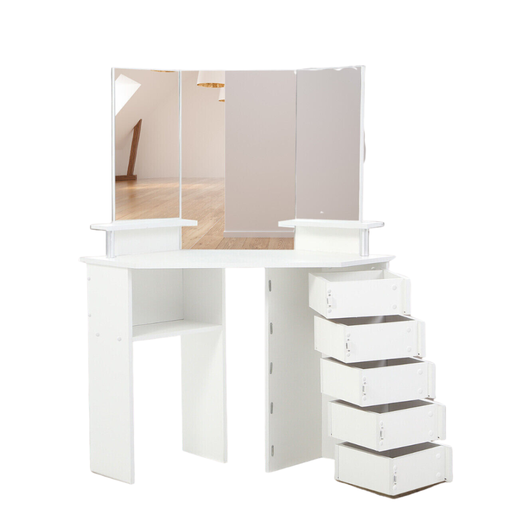 Туалетний столик Chomik TRIO кутовий з дзеркалом білий Київ - фото 1