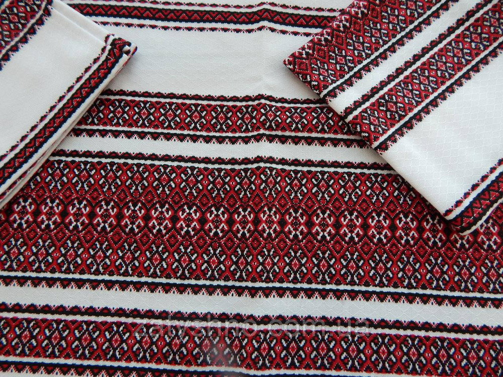 Червона скатертина вишита та 6 серветок червоних Київ - фото 4