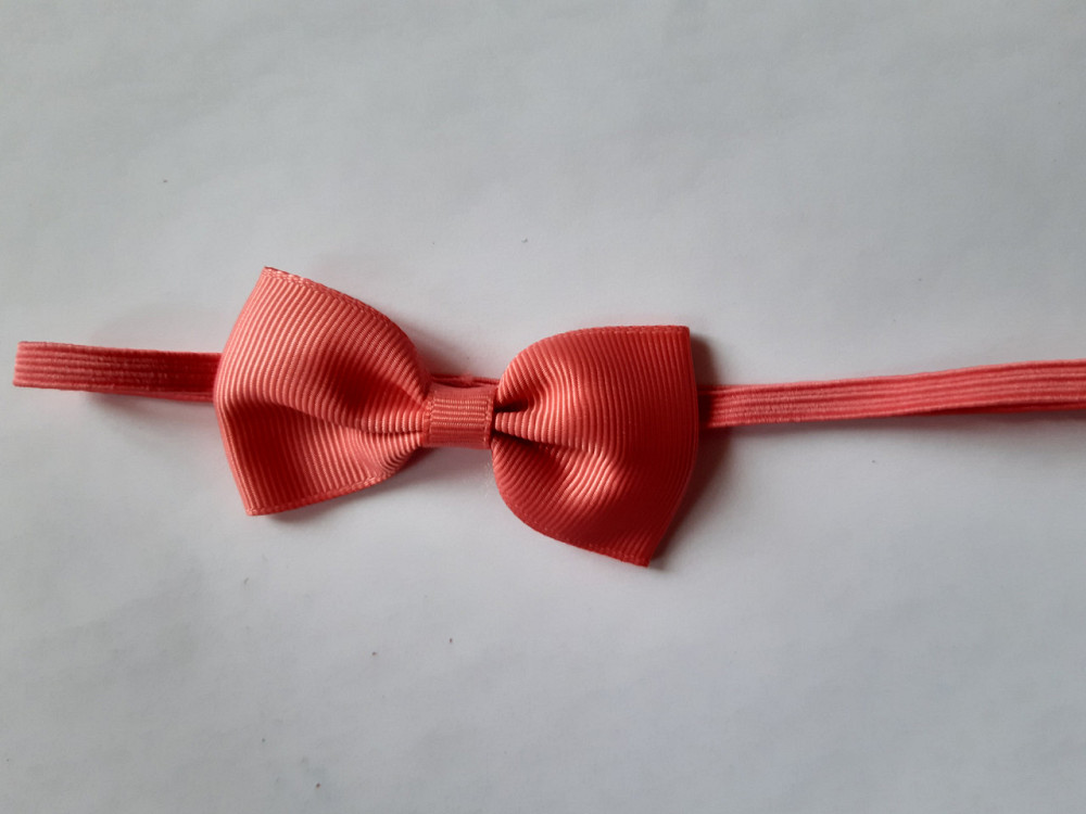 Дитяча повязочка на голову коралова - розмір універсальний (на резинці), бантик 7см Київ - фото 2