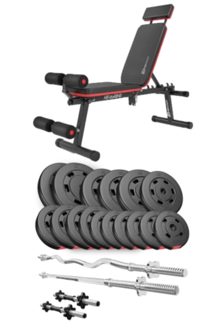 Набір Hop-Sport Premium 75кг з лавою HS-2040 HB, штангами та гантелями Киев - изображение 1