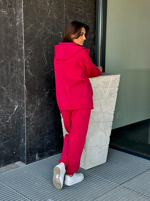 Теплий спортивний костюм жіночий на блискавці Малиновий 50/52 Харків - фото 5