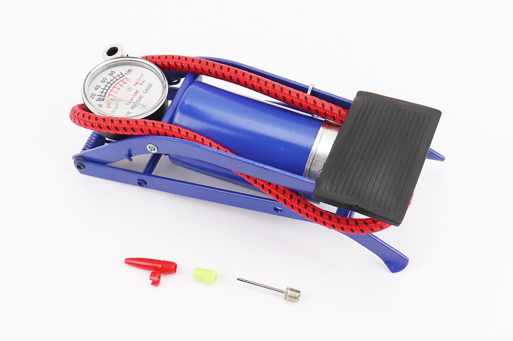 Насос ножний для шин однопоршневий 220*80мм "малий, шток тонкий" синій Київ - фото 1