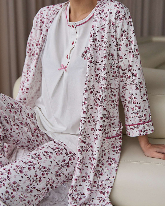 Комплект-тройка для дома для беременных со штанами - цветочки Nicoletta 7391 Киев - изображение 8