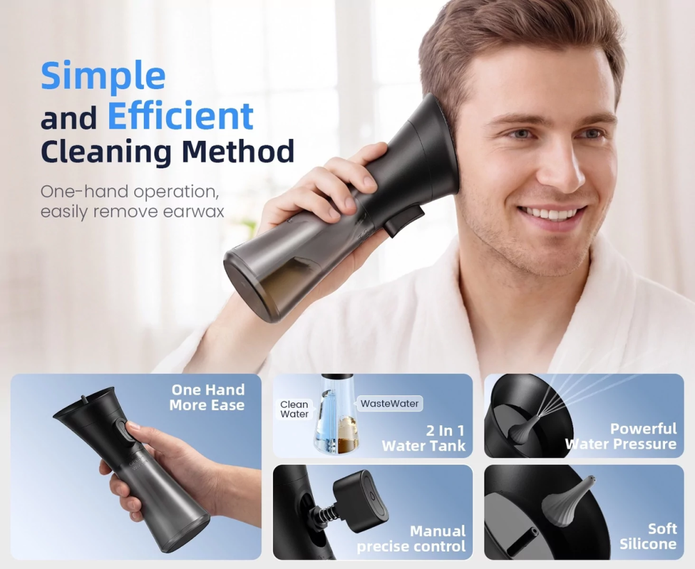 Іригатор механічний для промивання вух Ear Wax Removal Kit W12 Чорний Київ - фото 2