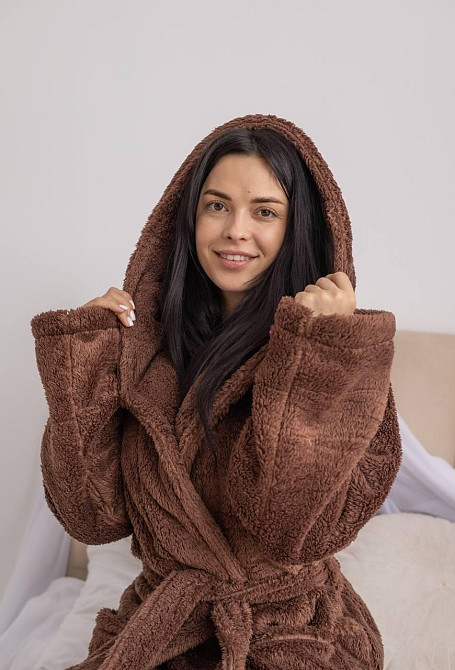 Жіночий халат Теді з махри велсофт Шоколадний, L/XL Харків - фото 3