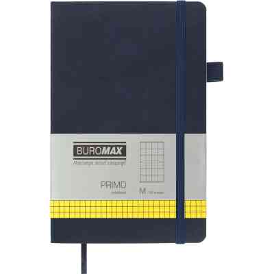 Книга записна Buromax Primo 125x195 мм 96 аркушів в клітинку обкладинка зі штучної шкіри Синя (BM.291161-02) Вінниця