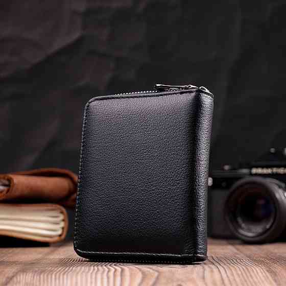 Портмоне для жінок на блискавці в класичному кольорі із натуральної шкіри ST Leather 19488 Чорний Київ