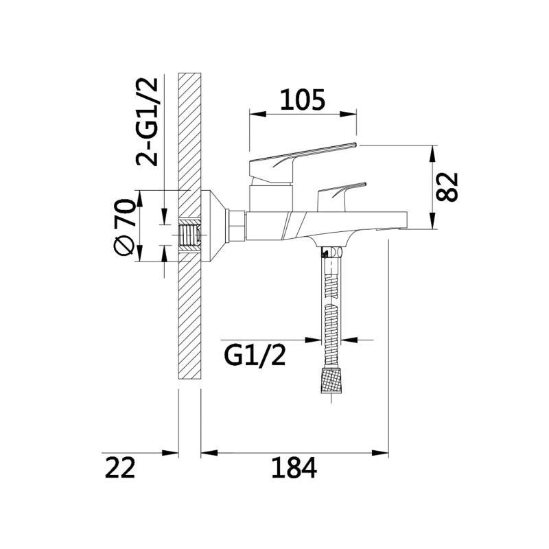 Смеситель для ванны c душевым гарнитуром Qtap Stenava New QTSTE259CRM45537 Chrome Харьков - изображение 2