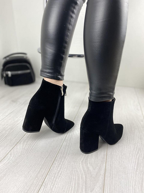 Замшеві черевики жіночі демісезонні весна-осінь чорні на стійкому каблуці р. 36, 37 2726 Коломыя - изображение 7