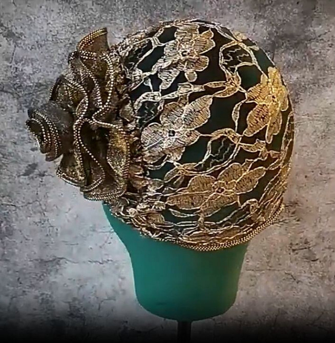 Чалма з бутоном Золота, ретро, ​​розкішний головний убір Київ - фото 7