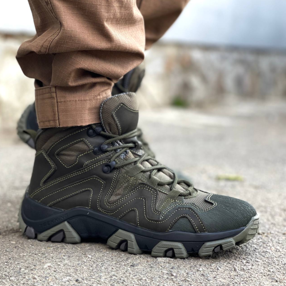 Військові демісезонні черевики оливкові, Gore-Tex, водонепроникні, тактичне взуття, натуральна шкіра Львів - фото 7