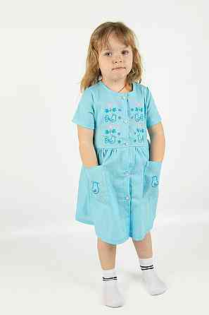 Плаття для дівчаток, літнє лляне з вишивкою, блакитний топ Київ