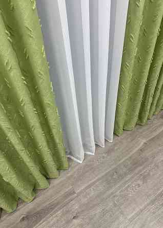 Шторная ткань Лен Букле цвет оливковий 1889ш Киев