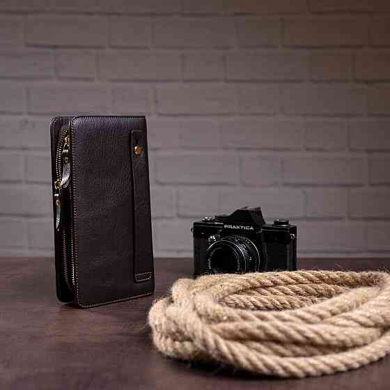 Чоловіча барсетка з ремінцем на руку Vintage 14915 Коричнева Київ