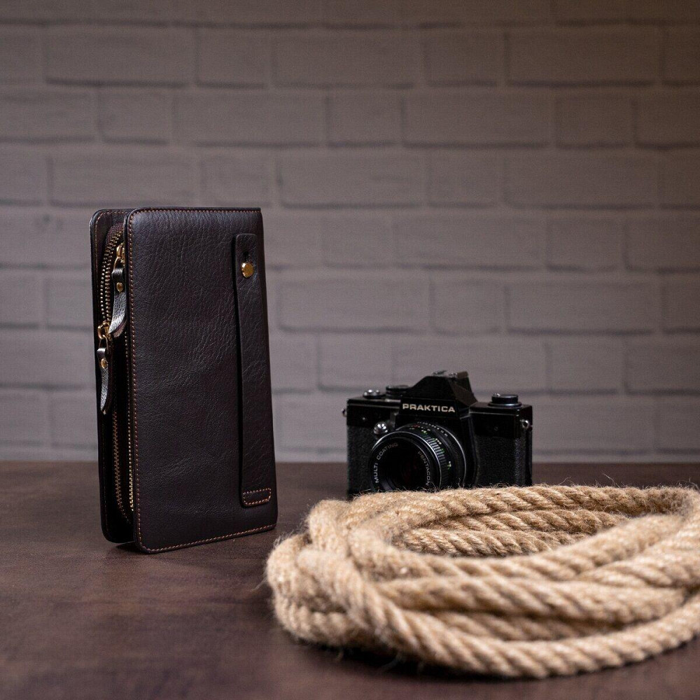 Чоловіча барсетка з ремінцем на руку Vintage 14915 Коричнева Київ - фото 3