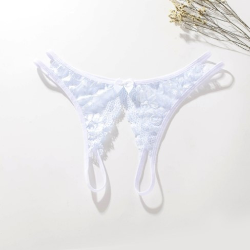 Стринги с дыркой белые - размер универсальный, резинка тянется до 86см Киев - изображение 1