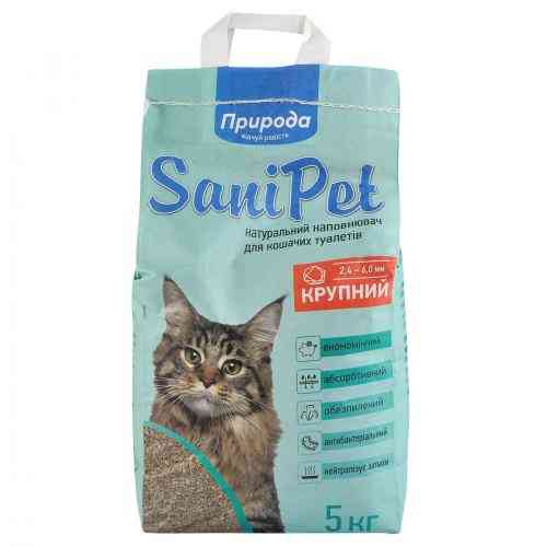 Наполнитель Природа Sani Pet для кошачьего туалета бентонитовая большая гранула 5 кг Киев