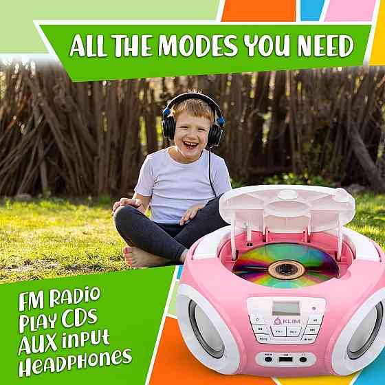 Портативный CD-проигрыватель KLIM Candy Kids – бумбокс новой версии с FM-радио USB и динамиками Днепр
