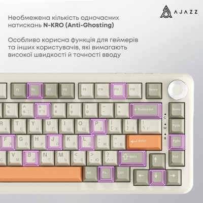 Клавиатура Ajazz AK820 MAX Flying Fish Switch RGB Wireless/Bluetooth/USB Beige (AK820MAX-FF-R) Винница - изображение 8