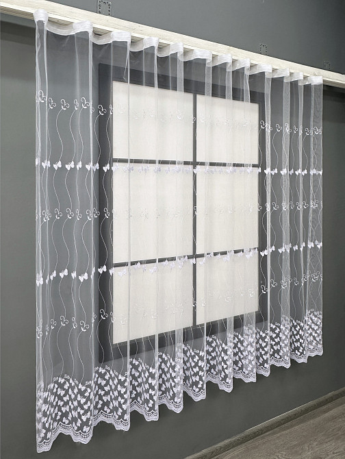 Тюль VR-Textil 1892т Фатин з вишивкою та люрексом Холодний білий 300х160 см (40-256) Київ - фото 2