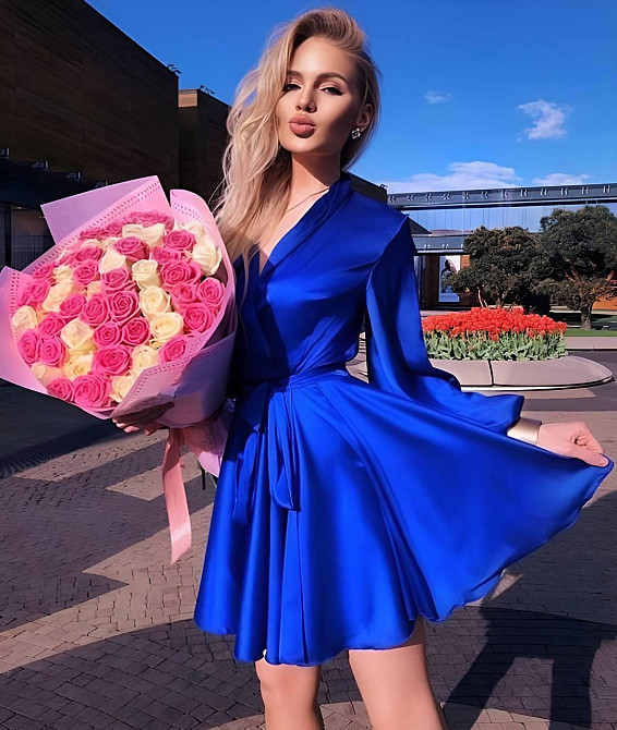 Жіноче вечірнє романтичне мініплаття шовк Електрик Одеса - фото 5