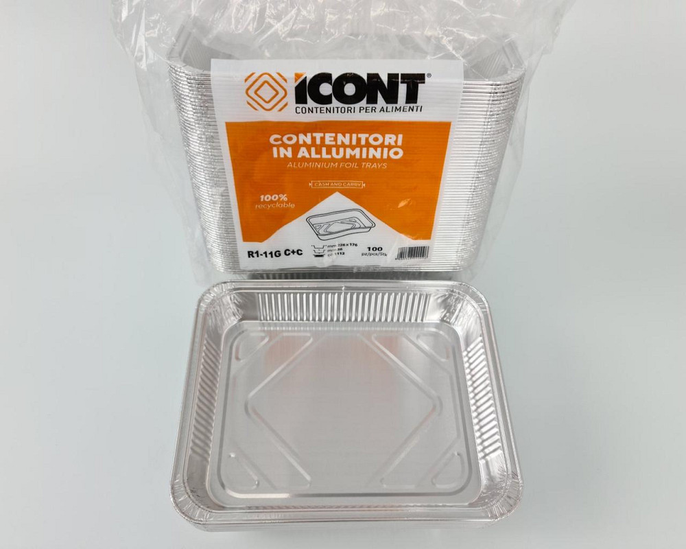 Контейнер из пищевой алюминиевой фольги прямоугольный 1150мл R2G 100шт в упаковки (1 пачка) Харьков - изображение 2