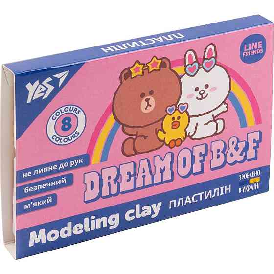 Пластилін 8 кол. 160 г "Yes" Line Friends, 540631, шт Київ