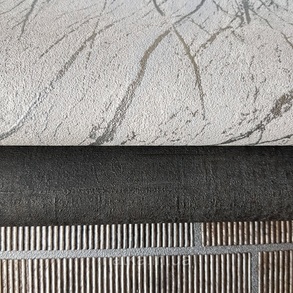 Шпалери вінілові на флізелін Rasch Factory 0.53х10,05 абстракція зріз каменю під мармур сірі сріблясті 428933 Київ - фото 2