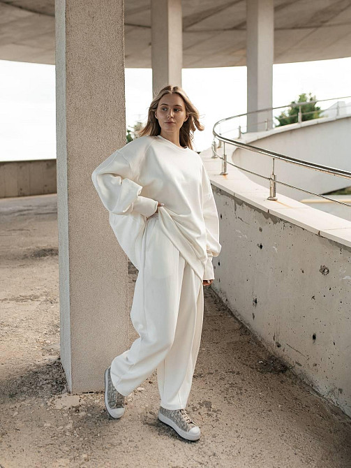 Жіночий оверсайз костюм: об‘ємна кофта з трендовими штанами бананами турецький дабл фейс 100% бавовна Одеса - фото 10