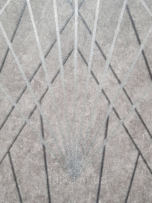 Шпалери вінілові на флізеліні Sintra Simmetria геометрія фігури смуги сірі чорні срібло 524442 Київ - фото 2
