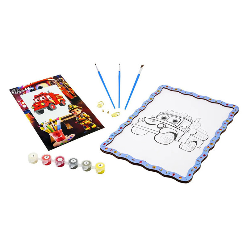 Дитячий набір для розпису по дереву "Пожежна машина" Puz-22954 формат А4 Вінниця - фото 3