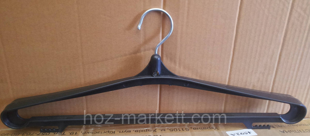 Плечики вішалки (тремпеля) чорні широкі з залізним поворотним гачком Харків - фото 2