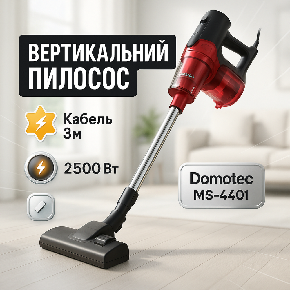 Ручний вертикальний пилосос з потужним потоком повітря Domotec MS-4401 2500Вт, Потужний ручний пилосос EW-68 Львів - фото 4