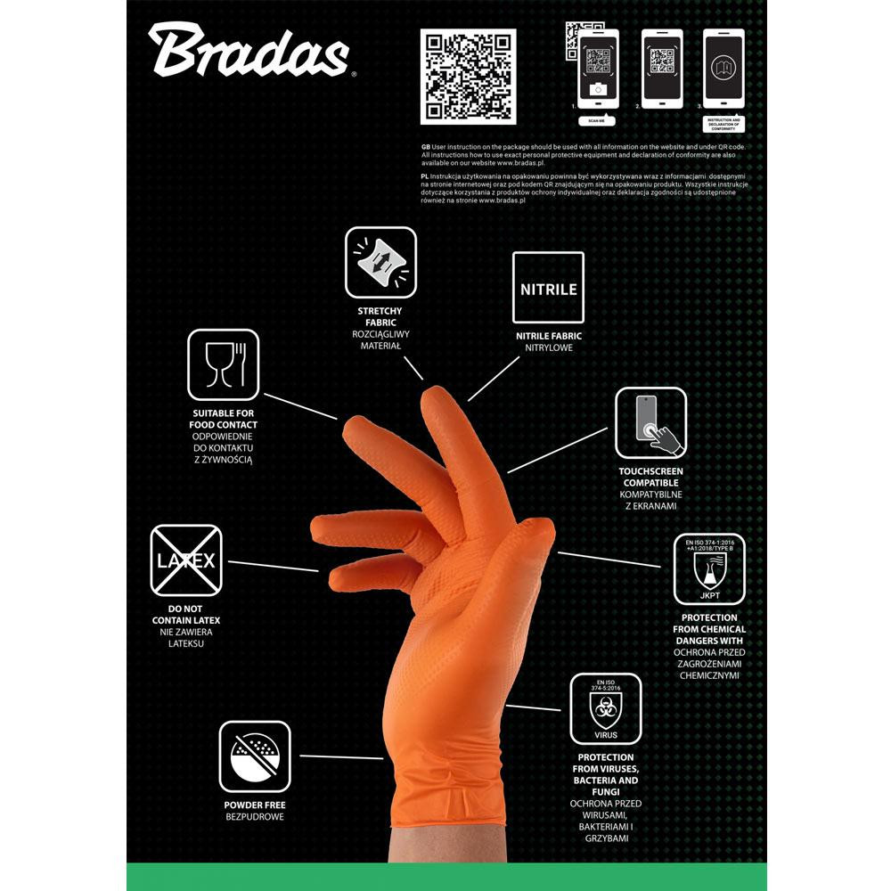 Нітрилові захисні рукавички, DIAMOND, розмір M, 7-8, помаранчеві, RWJNDOR8 Київ - фото 6