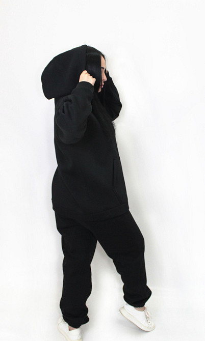 Женский спортивный теплый костюм трехнитка на флисе Черный XS/S Харьков - изображение 5