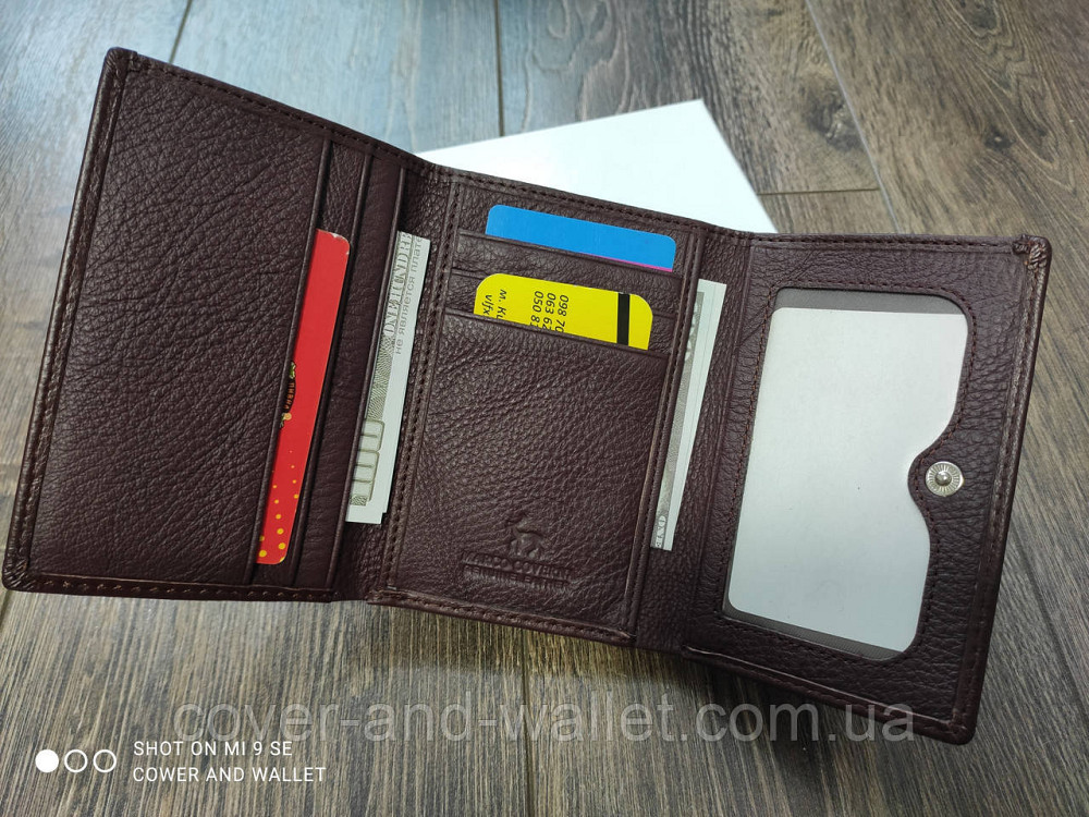 Женский кошелёк коричневого цвета в три сложения из кожи Marco Coverna Киев - изображение 4