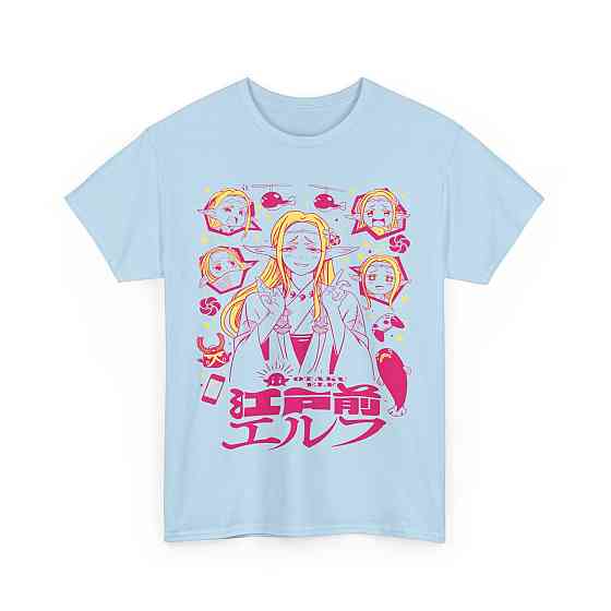 Футболка з аніме принтом Аніме Елф Едомае Манга оверсайз (S/M/L) Чорний AnimeJ0386 Дніпро