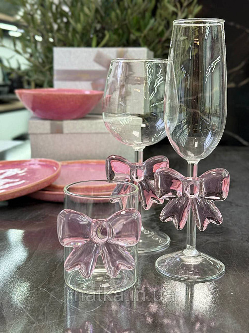 Склянка "Рожевий бант" 270 мл ручне миття 8030-482 прозора  для дому та ресторану Київ - фото 2