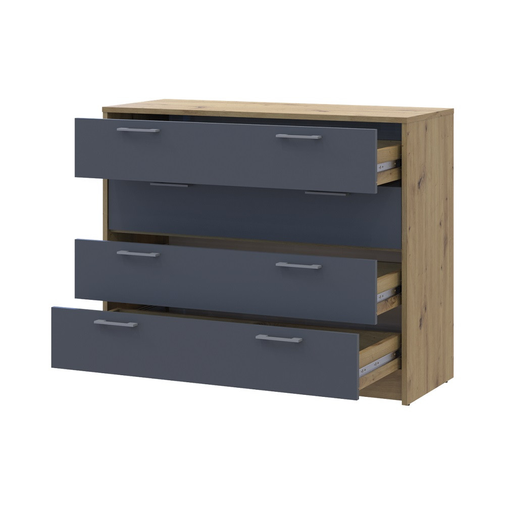 Комод Doros Ронді Дуб Артизан/Графіт 4 ящики 100х40х82 DRS-011781 (41516186) Львів - фото 2