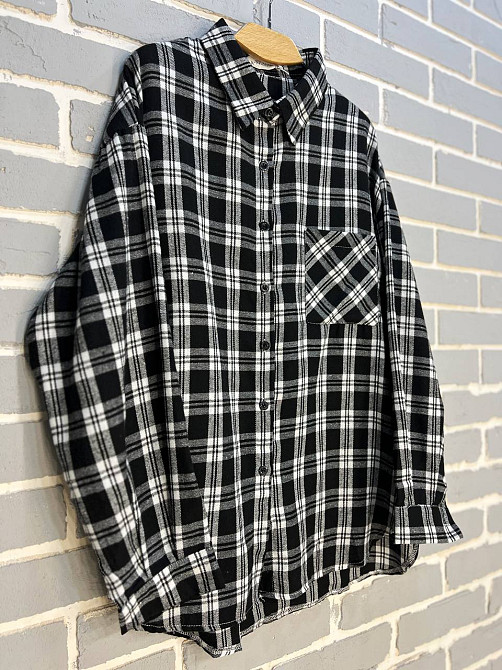 Сорочка жіноча A-N 225 в клітинку вільний крій оверсайз фланель one size чорна, чорний, one size Київ - фото 8