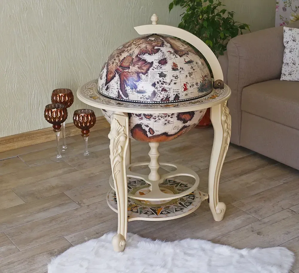 Глобус напольный бар Континенты белый ажурные ножки сфера 45 см Гранд Презент mastersem Киев - изображение 3