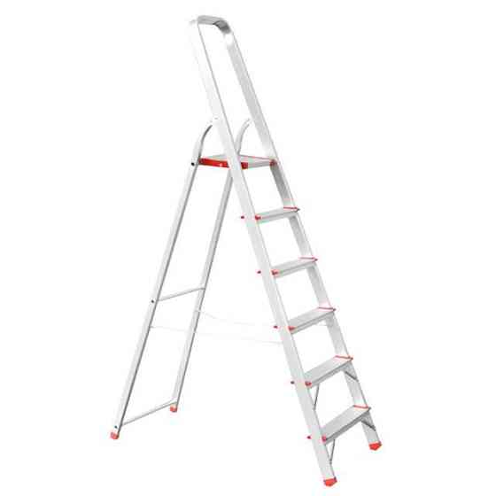 Драбина алюмінієва, 6 сходинок, висота: 1785 мм, висота до платформи: 1280 мм, 150 кг INTERTOOL LT-1006 Київ