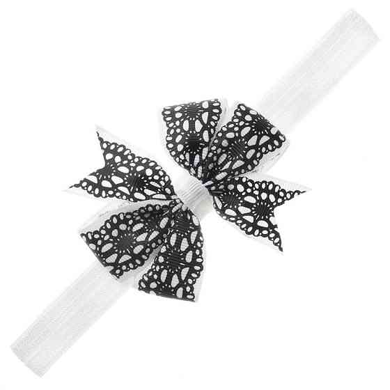 Детская повязка с кружевным принтом one size бело-черный Киев