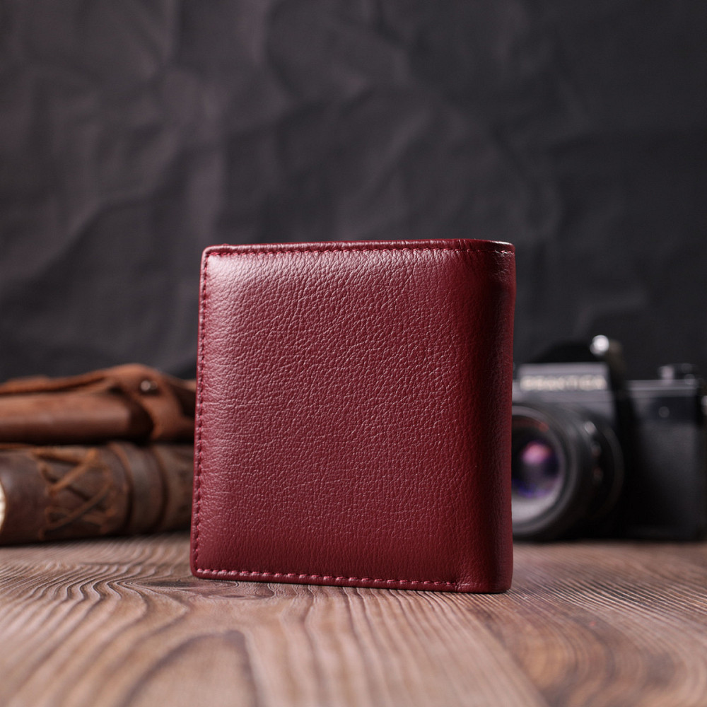 Небольшой женский кошелек с монетницей снаружи из натуральной кожи ST Leather 22544 Бордовый Киев - изображение 9