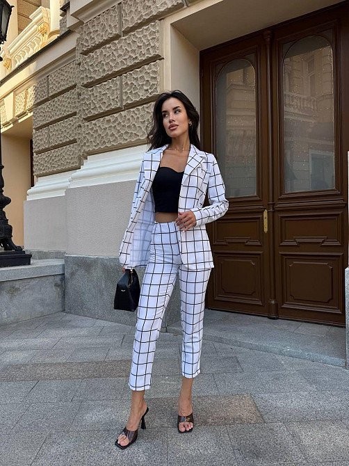 Жіночий стильний діловий костюм із костюма Білий, 42 Одеса - фото 1