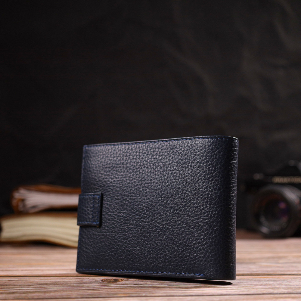 Популярний горизонтальний гаманець для чоловіків із натуральної шкіри флотар CANPELLINI 21884 Синє Київ - фото 2