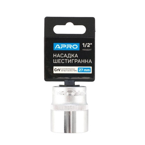 Насадка шестигранна 1/2" 27 мм CrV APRO Житомир